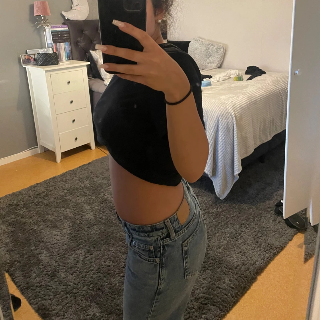 Svart croppad topp - 90