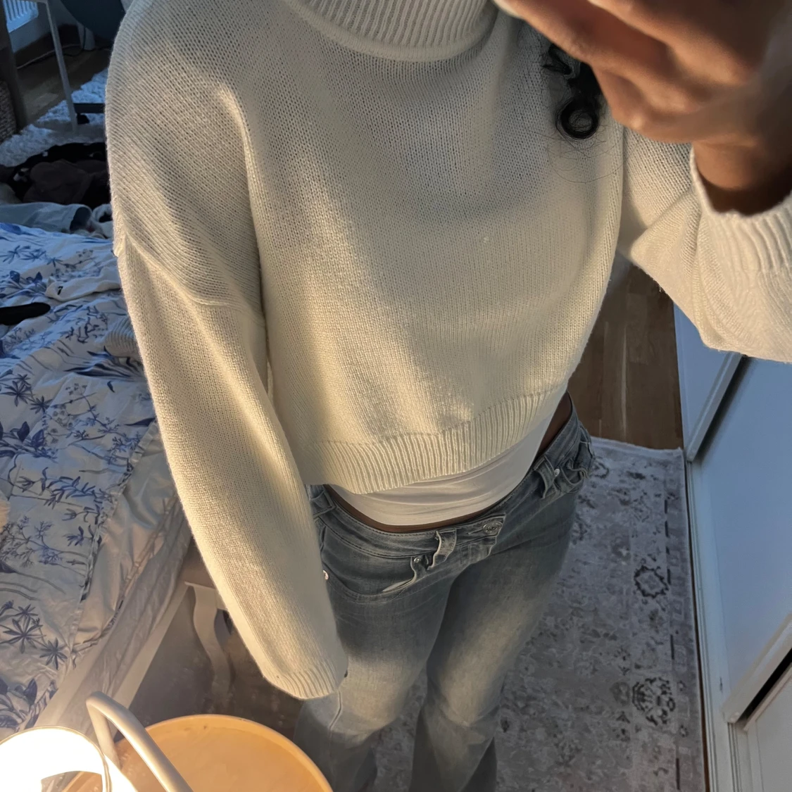 Vit stickat tröja  - 90