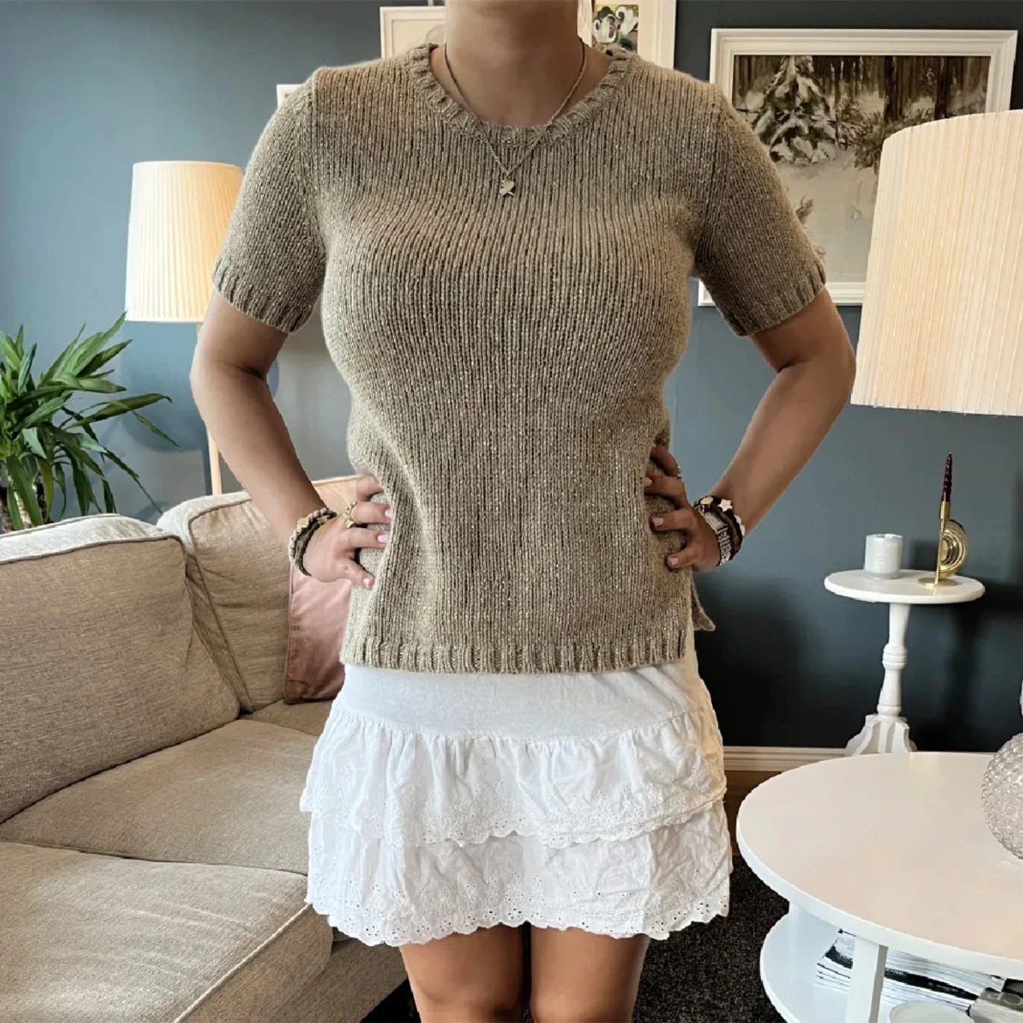 Stickad tröja med glitter