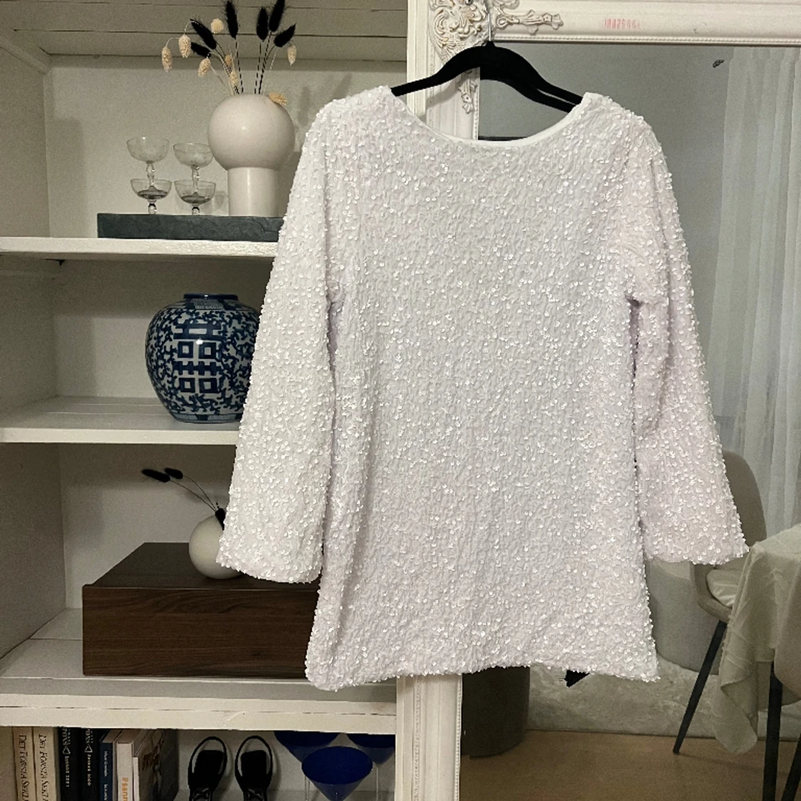 Vit paljett klänning  - 90