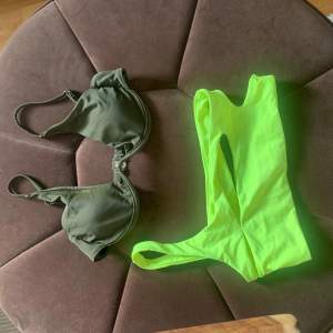 Två gröna bikiniöverdelar passar S/M 