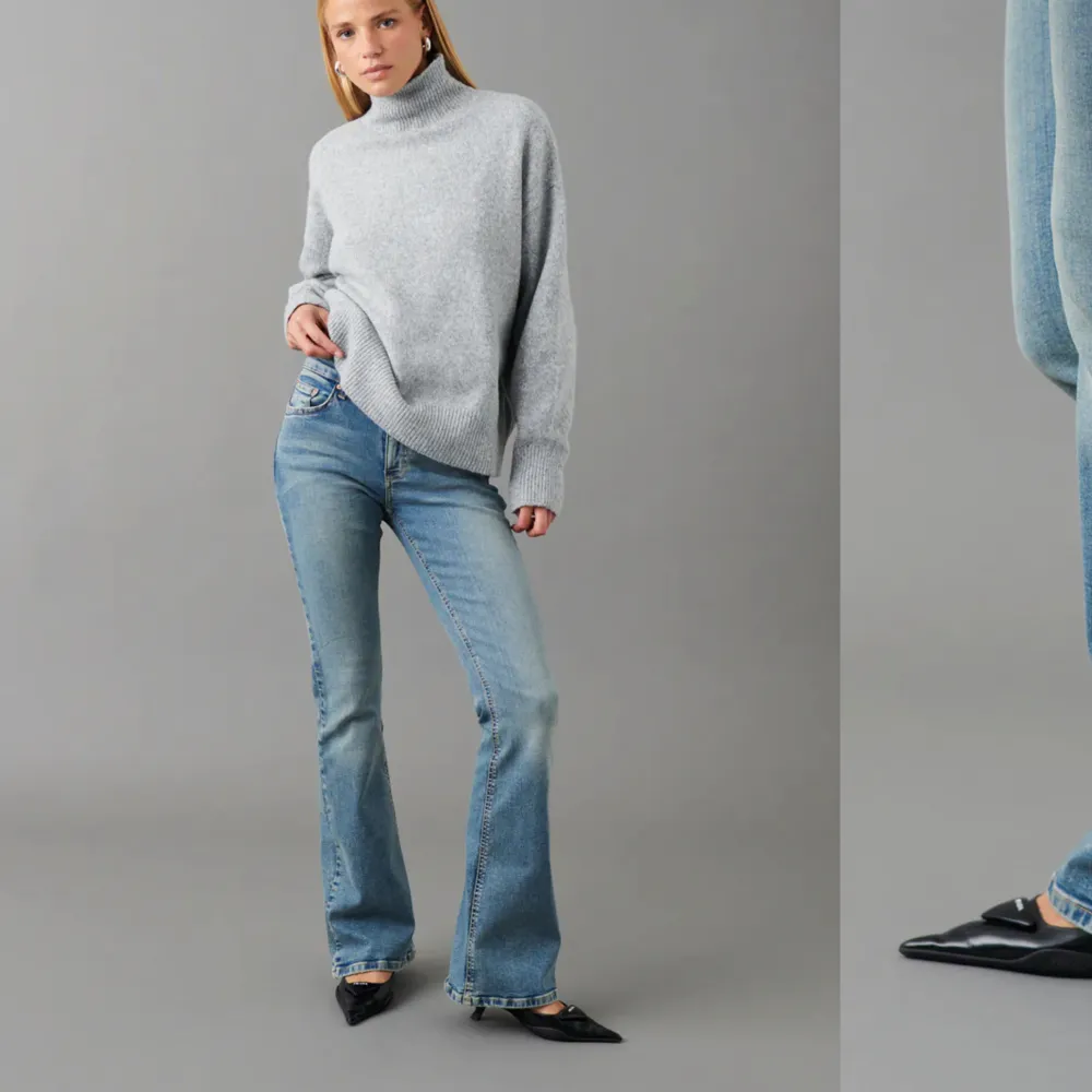 Jätte sköna och fina jeans som är i storlek 32 men passar även 34🥰 nypris 499kr. Jeans & Byxor.