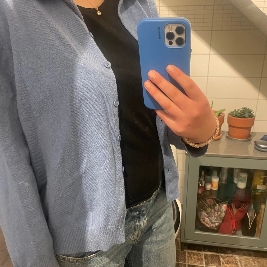 Blå kofta med knappar - 90