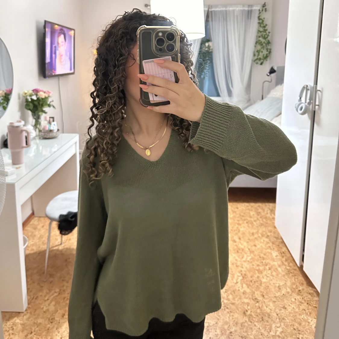 grön stickad tröja - 90