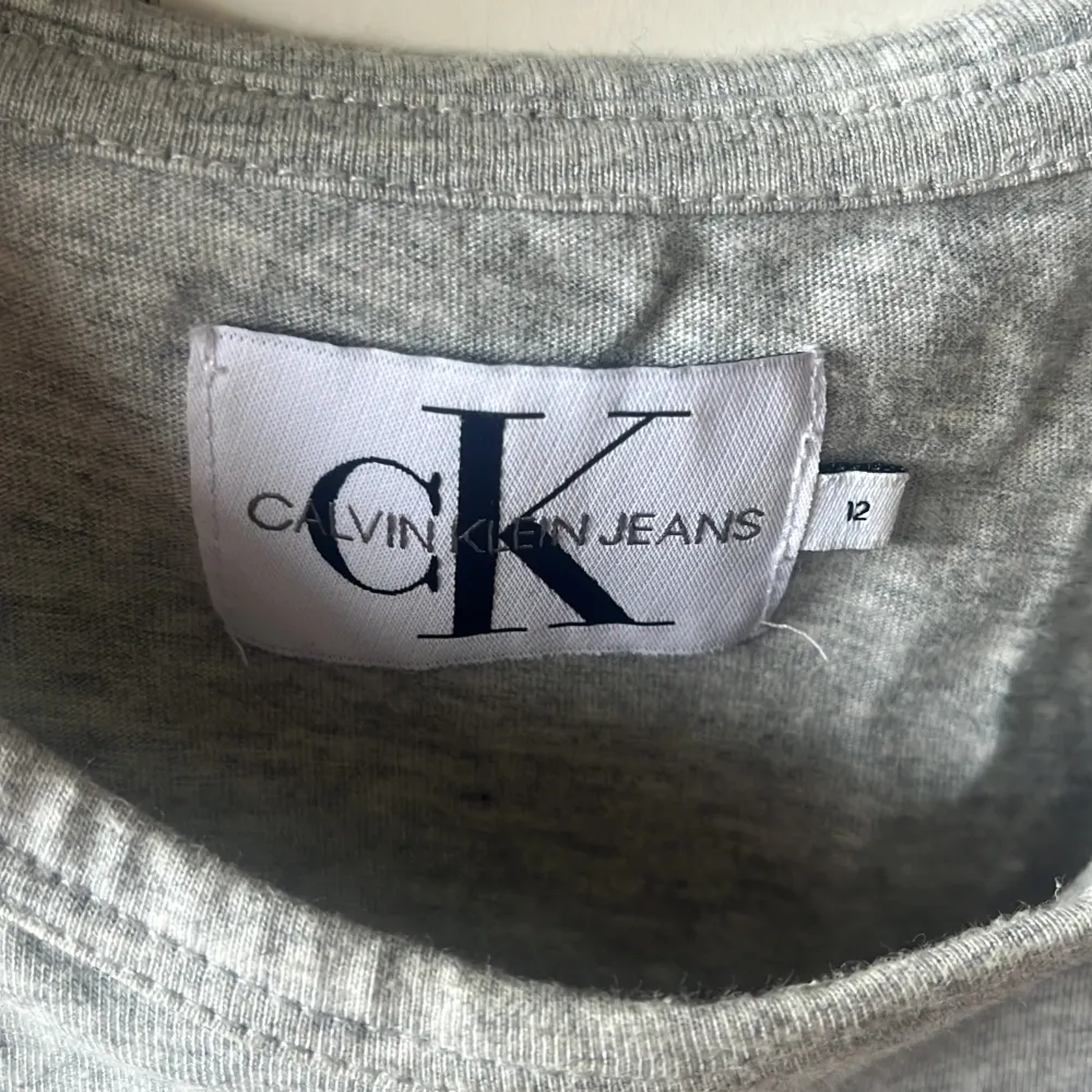 Säljer denna gråa Calvin Klein t-shirten med rosa text för jag inte använder den. (ÄKTA) 💕 Storlek 12, lite skrynklig men försvinner efter användning. Priset kan diskuteras 💕 100kr. . T-shirts.