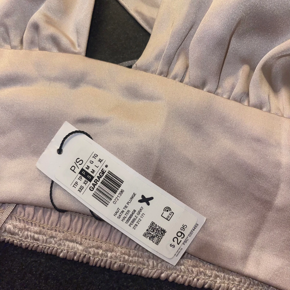 Gråbeige Fest topp satin - 91