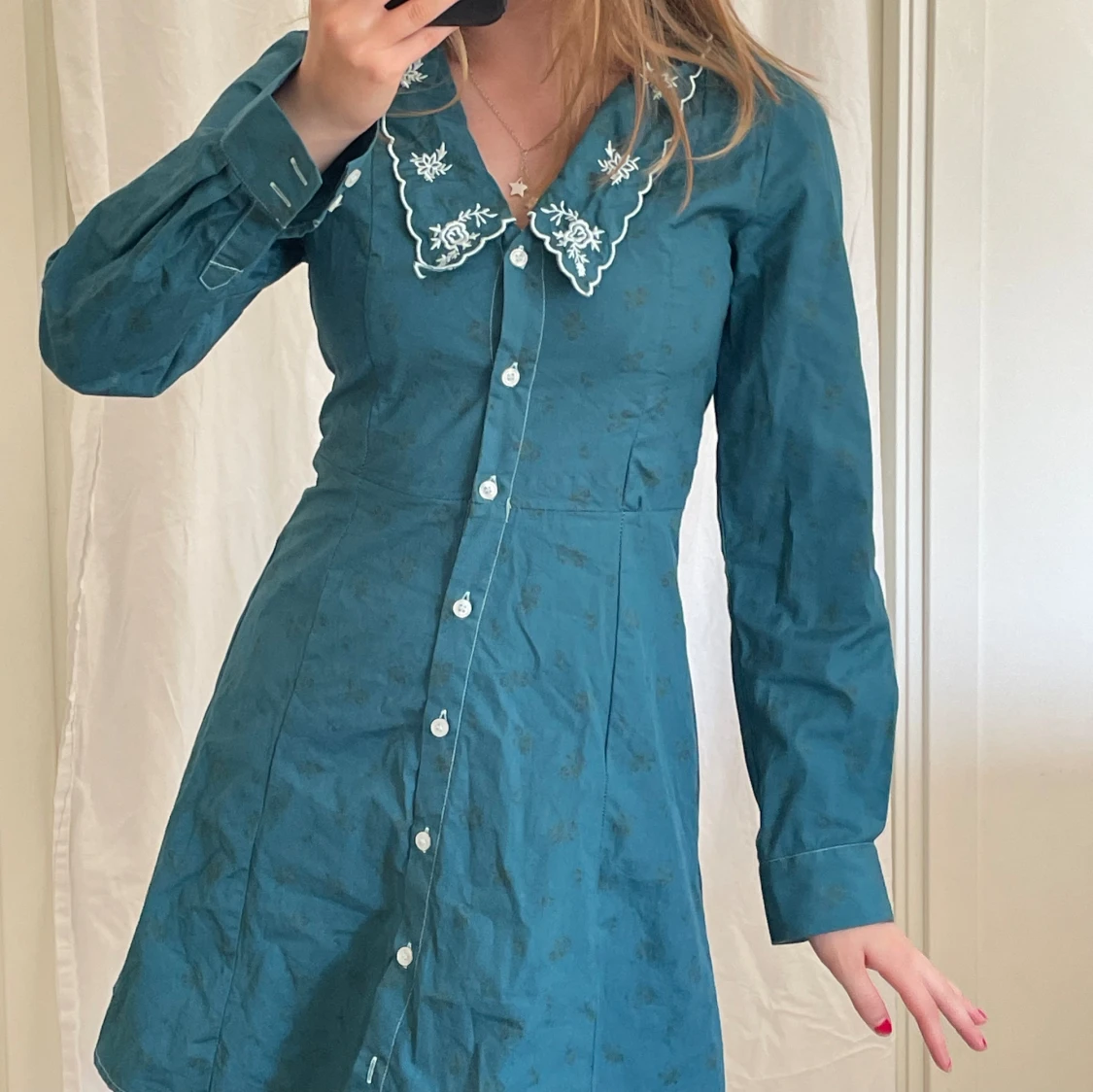 Blågrön klänning - 90