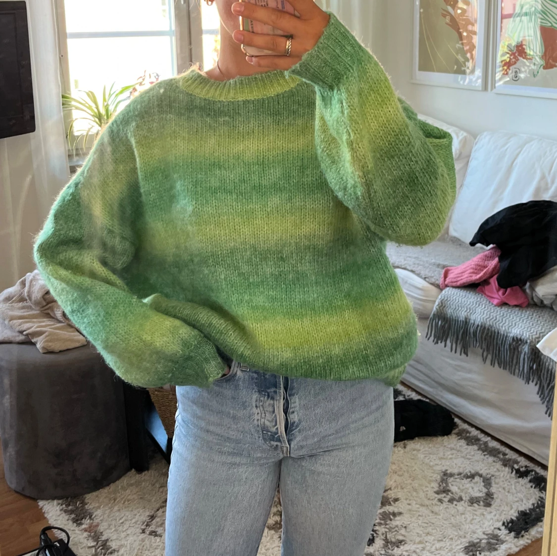 Grön Stickad kofta - 90