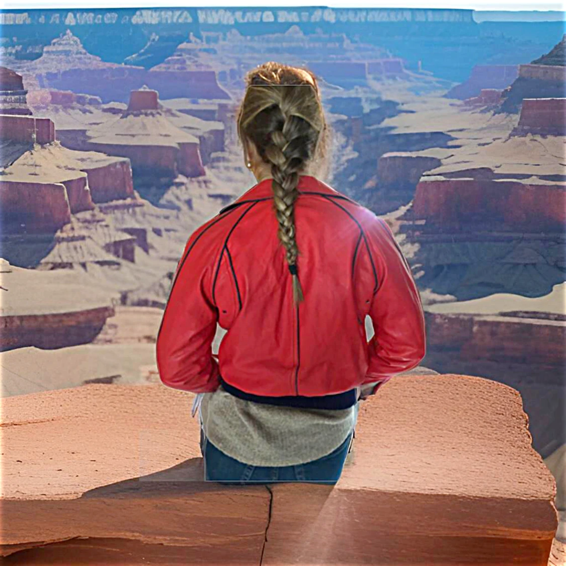 Supersnygg röd jacka i läder  - 91