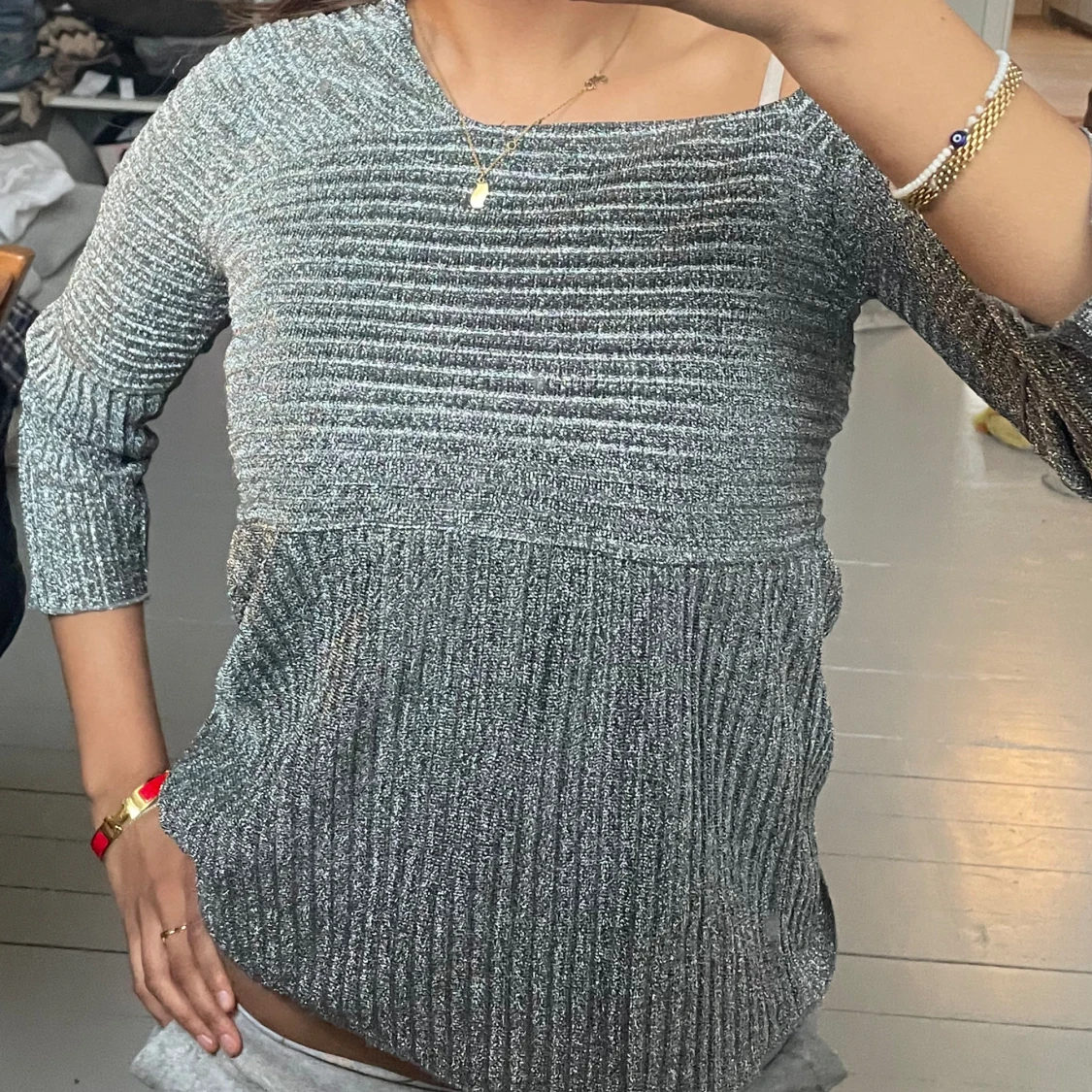 Silverglittrig festtopp - 90