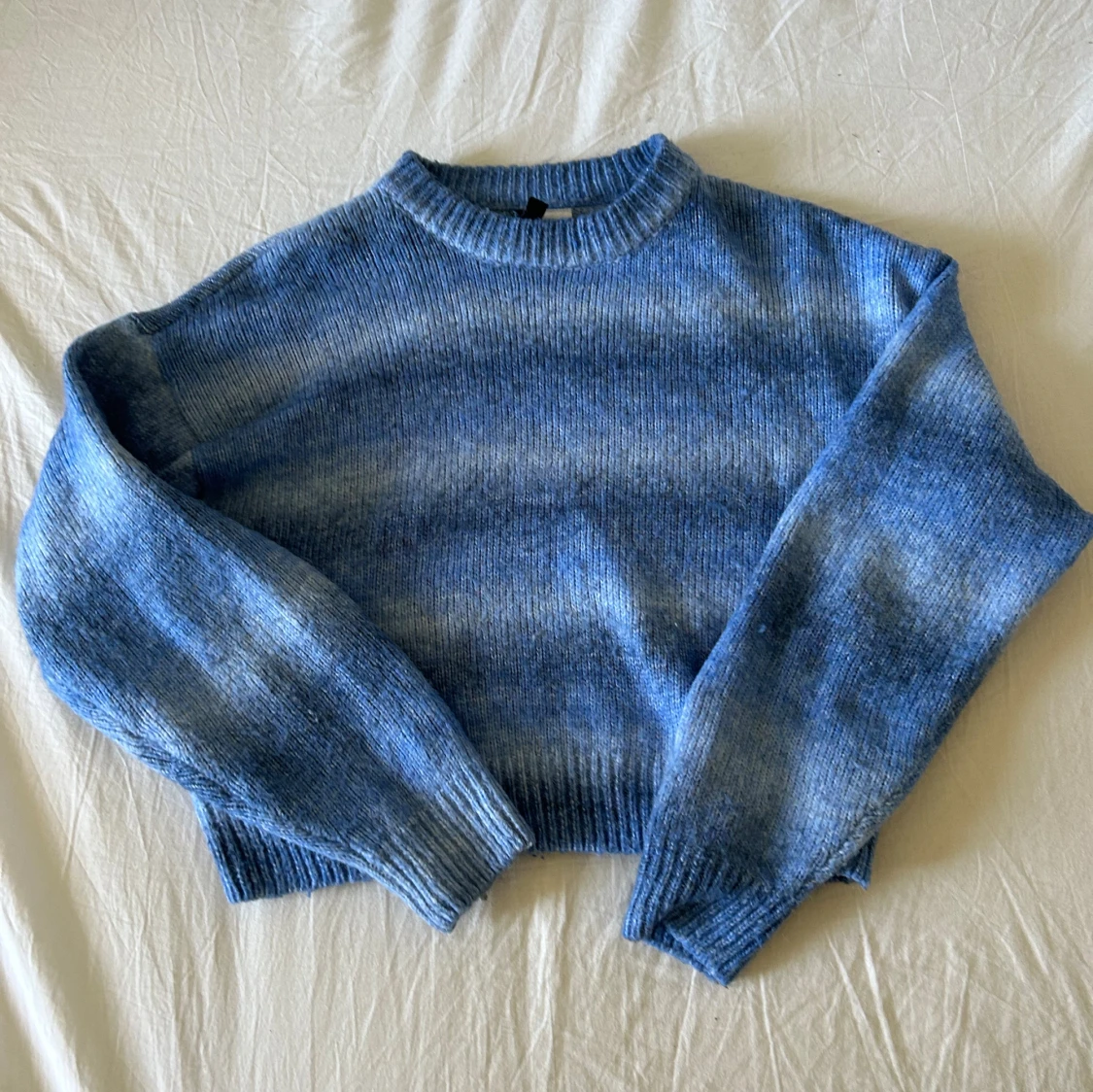 Blå stickad tröja  - 90