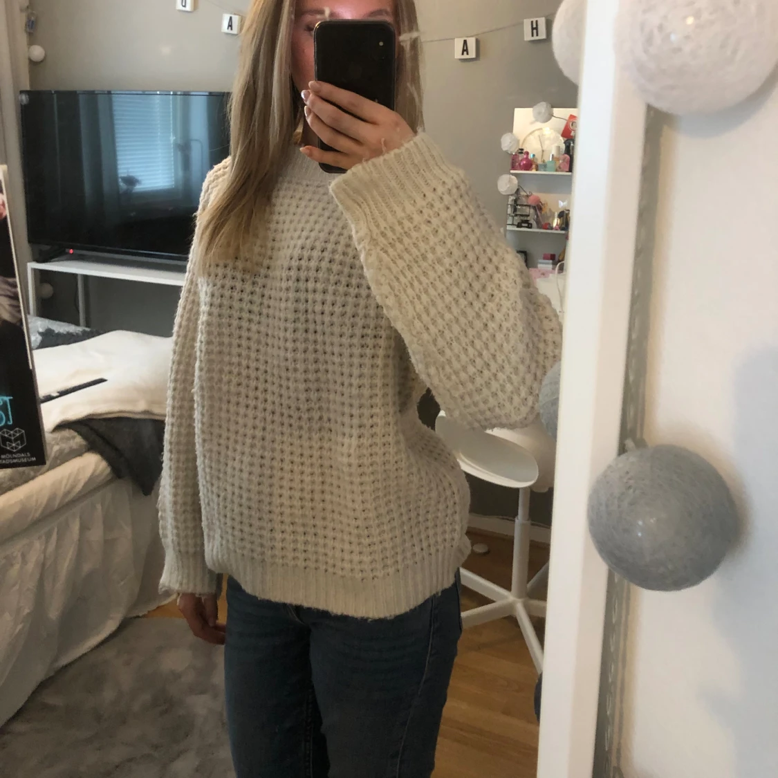 Basic stickad tröja - 90