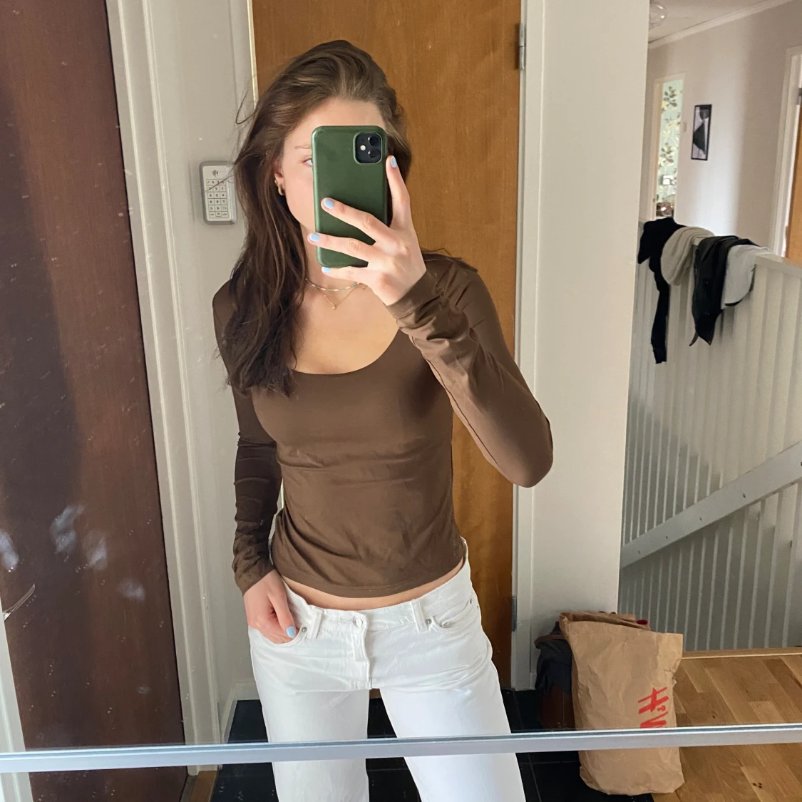 Brun långärmad tröja - 90