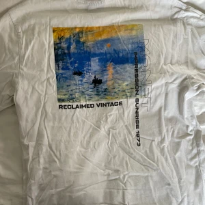 T-shirt med tryck - Säljer denna snygga T-shirten, den är använd men fortfarande i ett bra skick(finns inga fläckar eller hål)! Perfekt nu till sommarn!!