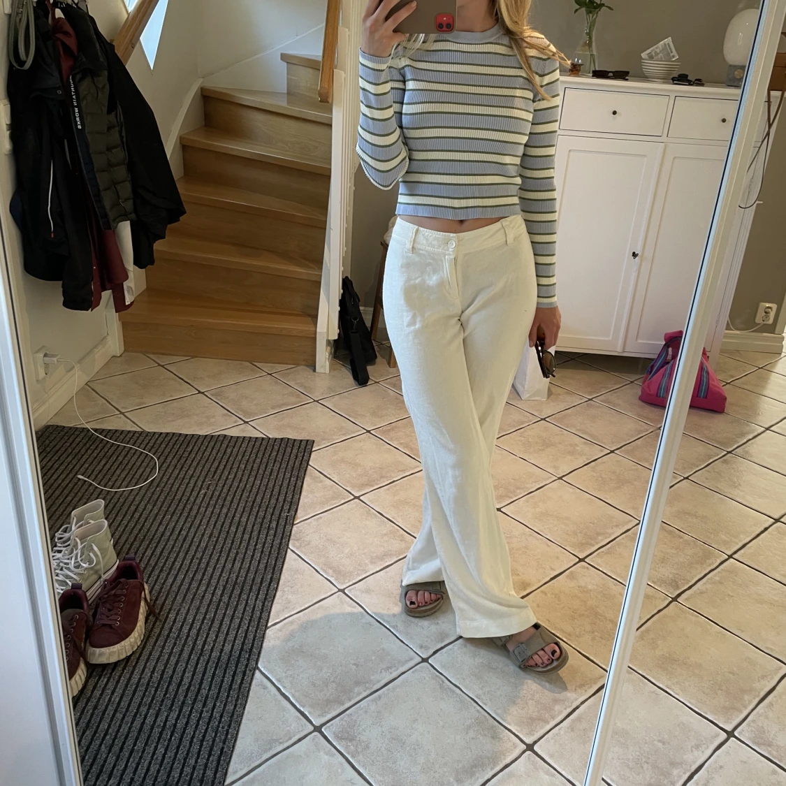 Randig, ribbad tröja - 90