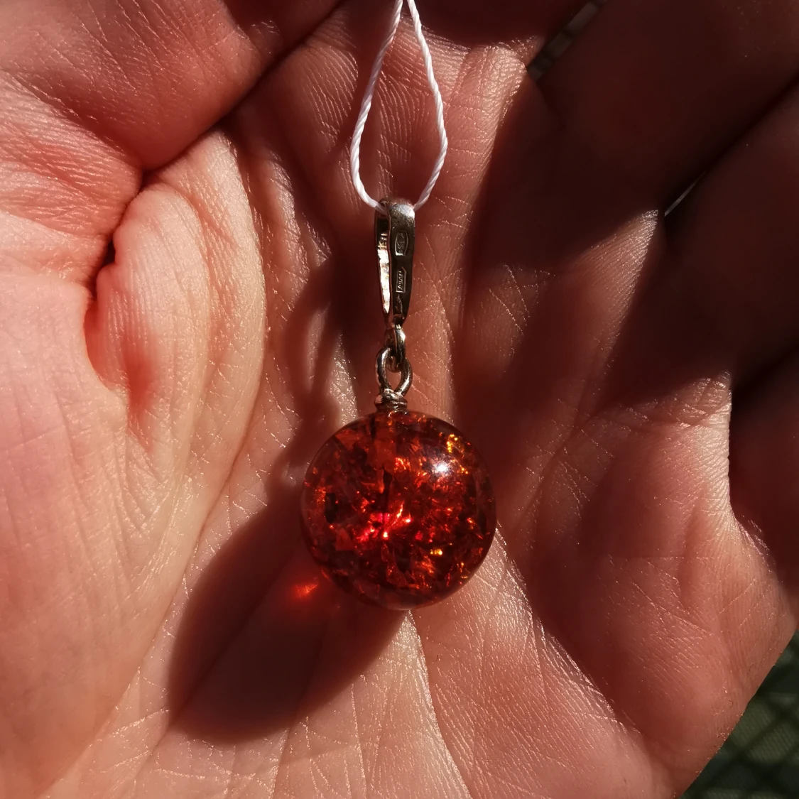 Nytt Bärnsten silver hänge, Amber pendent - 91