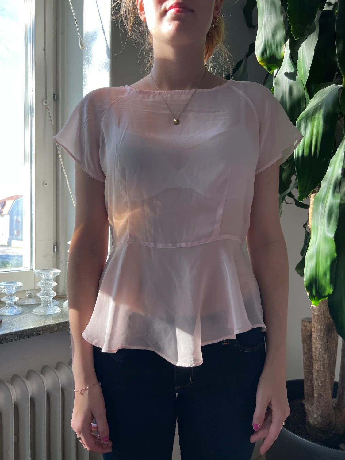 Ljusrosa transparent topp