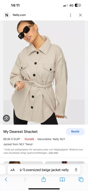 Nelly jacka - ”My dearest shacket” Beige oversized  jacka från NlyByNelly Nelly.com  Strl S/36  Kan mötas upp i Stockholmsområdet. Köparen står för frakt!!