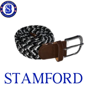 Insigne Svart/Vit/Grå Flätat Bälte - Flätat skärp i hög kvalité Stretchigt material, One size.