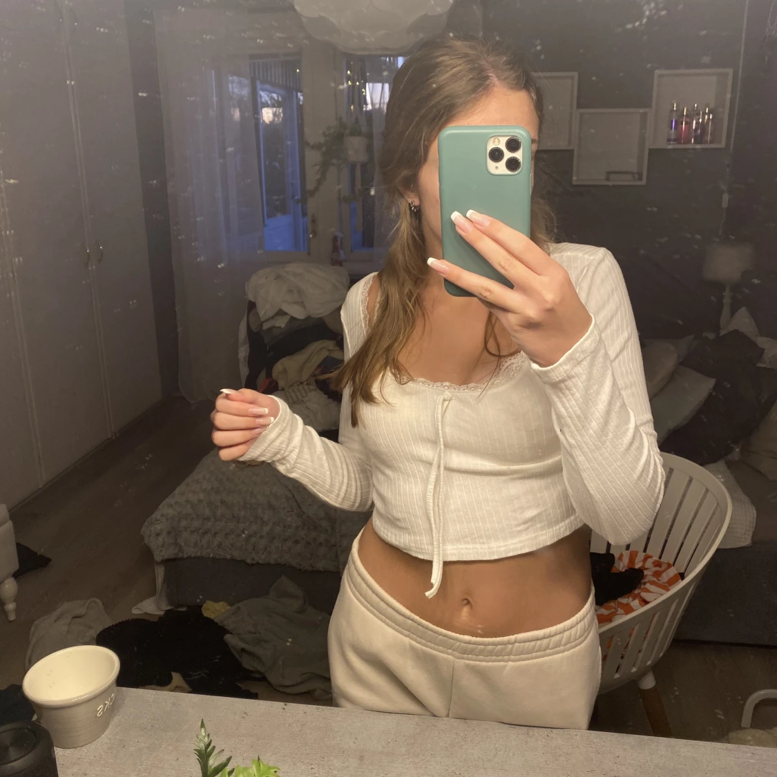 Croppad långärmad tröja