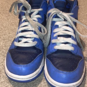 blue jordans  - old , laces broken, creased