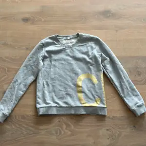 En grå sweatshirt från Calvin Klein med guldiga detaljer. Är i väldigt bra skick och har bara används nån enstaka gång. Är köpt på Calvin Klein barnavdelningen för 14år och motsvarar storlek xs/xxs