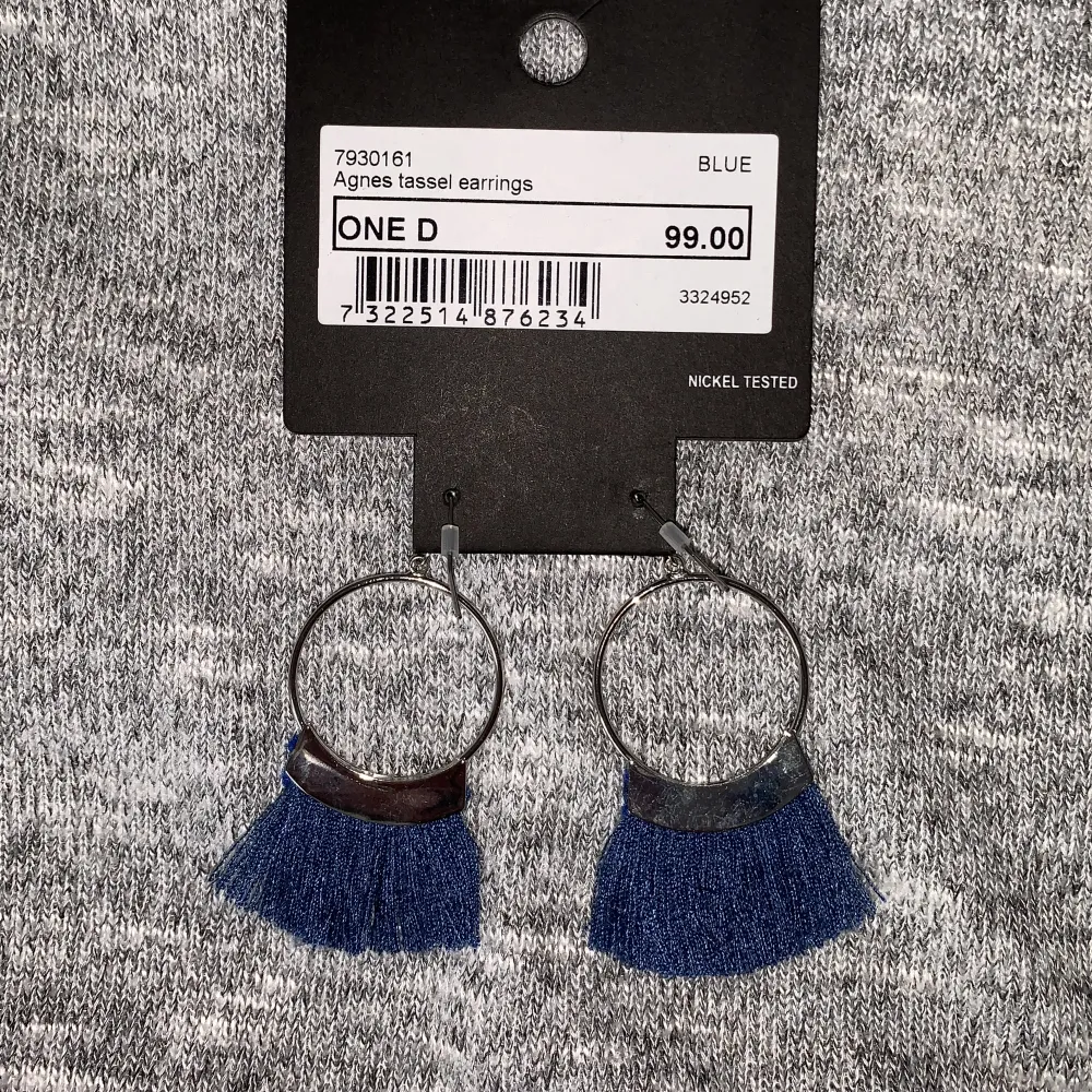 Tassel örhängen i färgen blå. Helt nya. Köpte de för 99kr och nu säljer jag för 20kr🩵. Accessoarer.