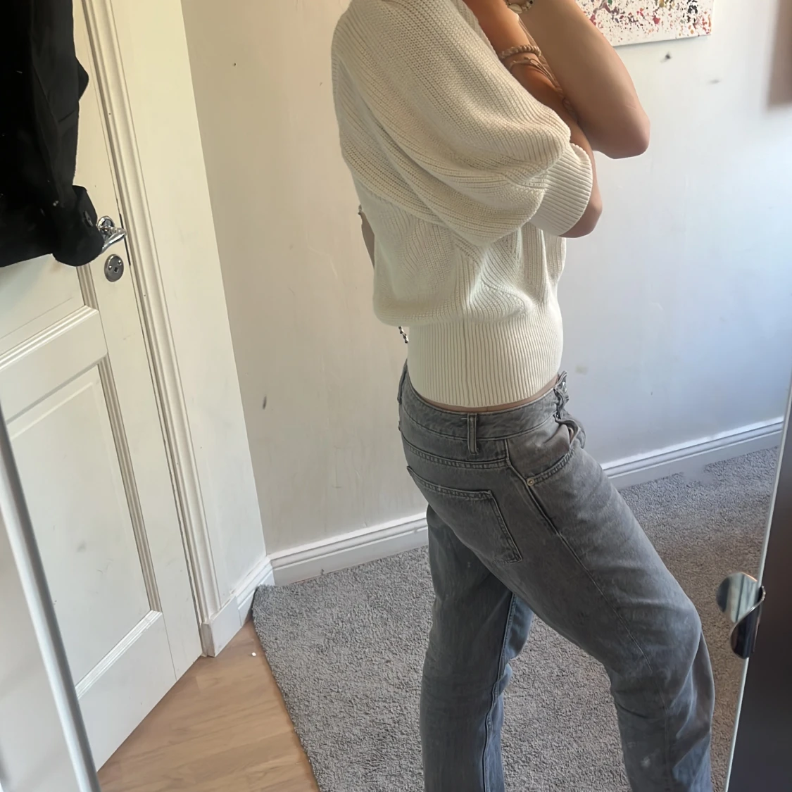 Vit stickad tröja🤍 - 90