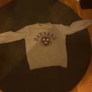 Grå tröja med Harvard universitet märket på, riktigt snyggt märke.