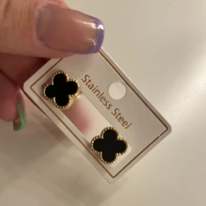 Svarta fyrklöver örhängen  - Nya