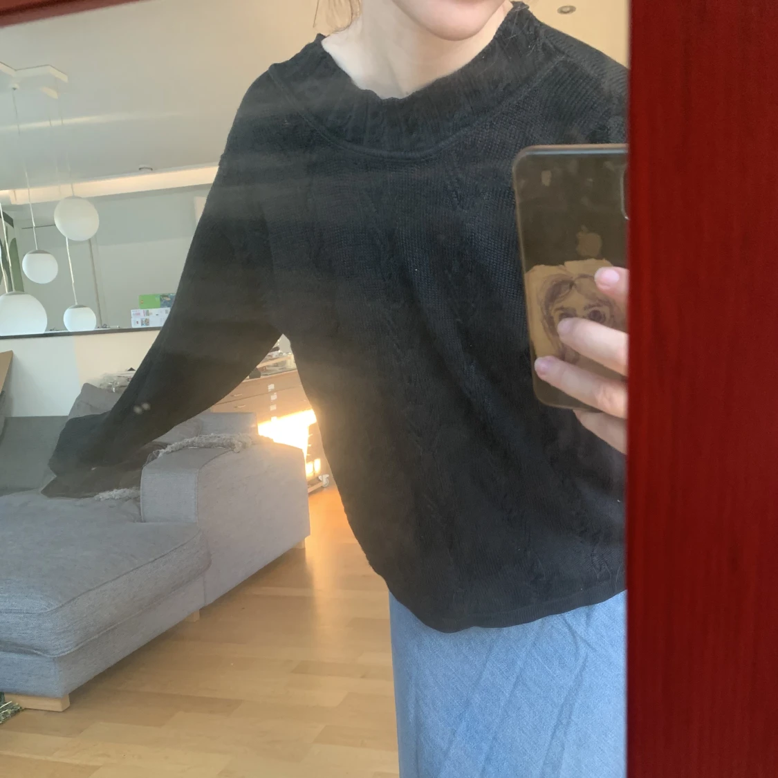 Svart stickad tröja - 90
