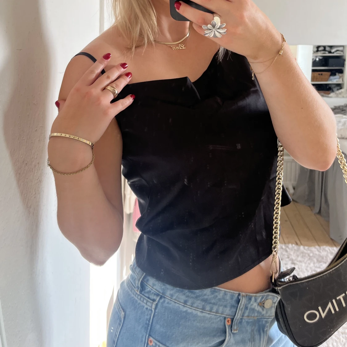 svart satin linne - 91