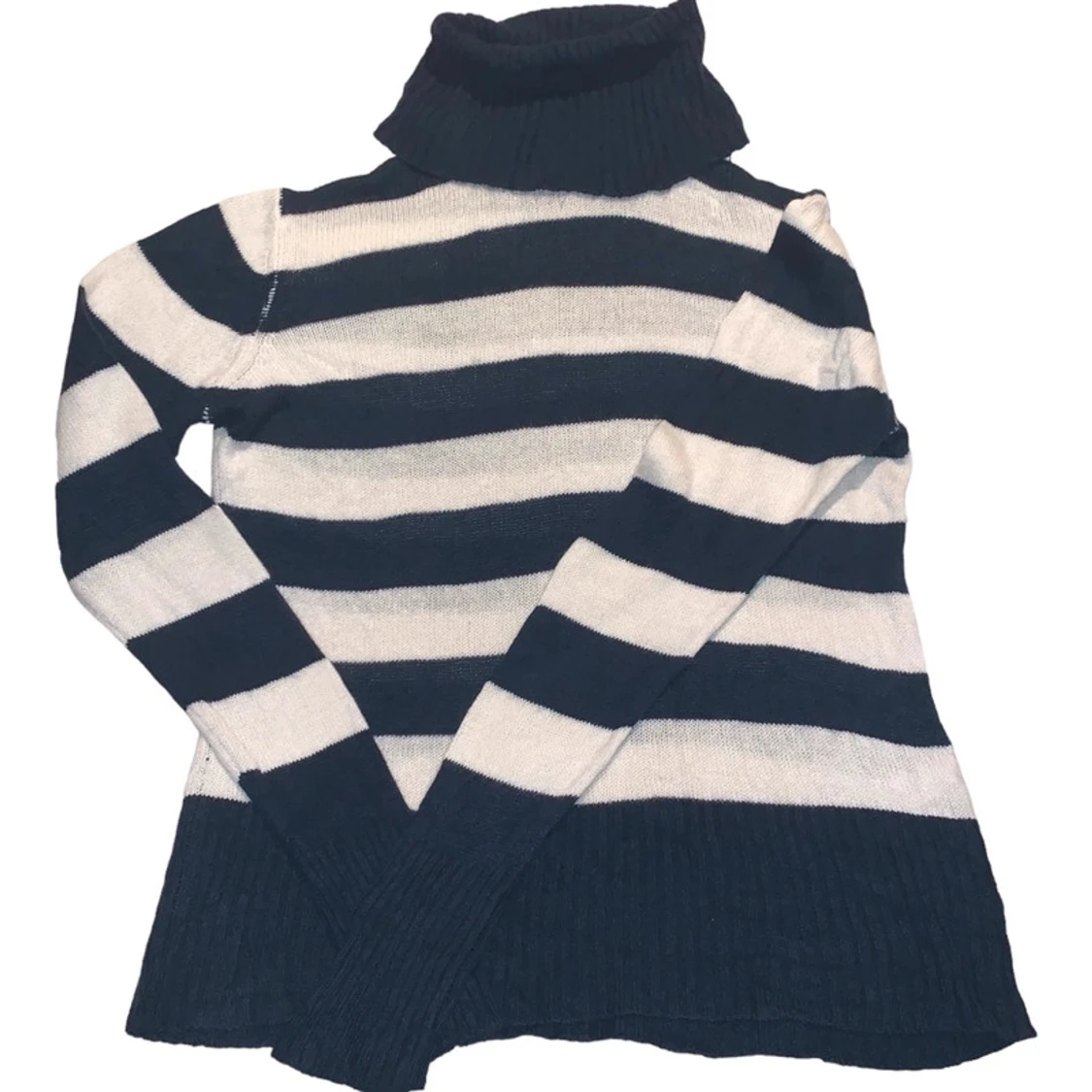 Randig blå och vit Turtle Neck - 90