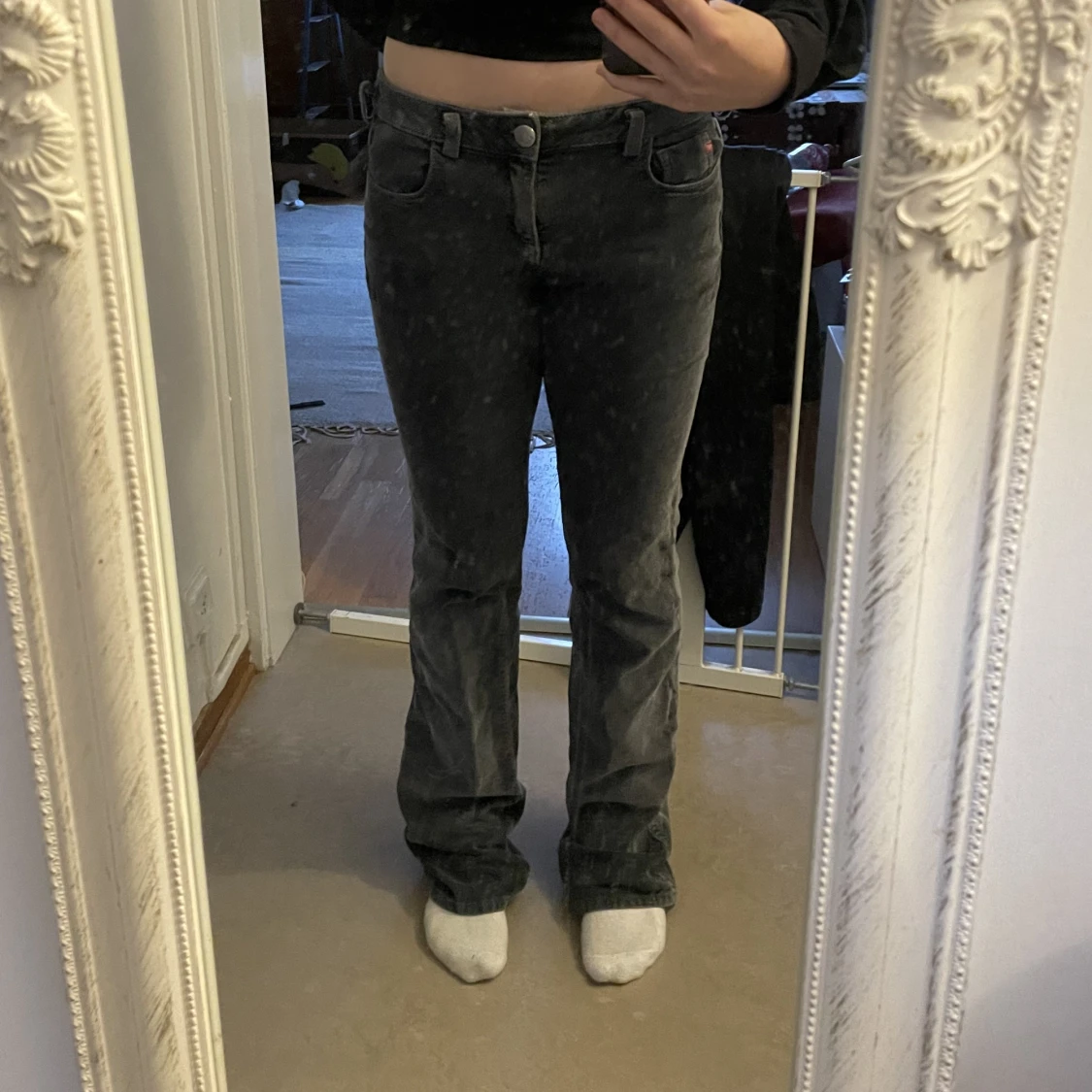 Miss Sixten låg midjade Gråa Manchesterbyxoe  - 91