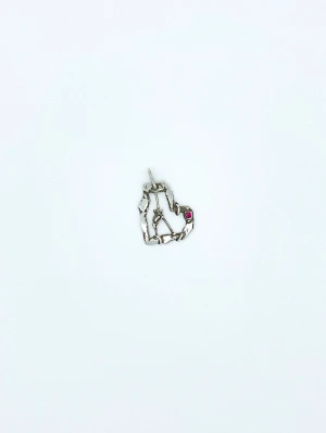 Heart pendant in silver 925 - Heart pendant  925 oxidised silver Zirconia stone red Handmade in Stockholm, Sweden