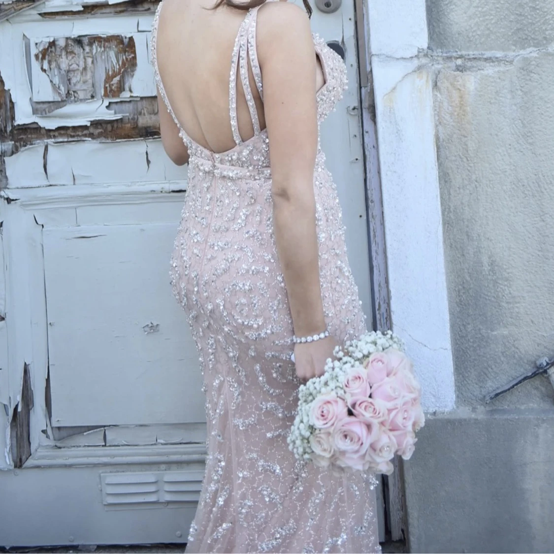 Nude/puderrosa festklänning - 90