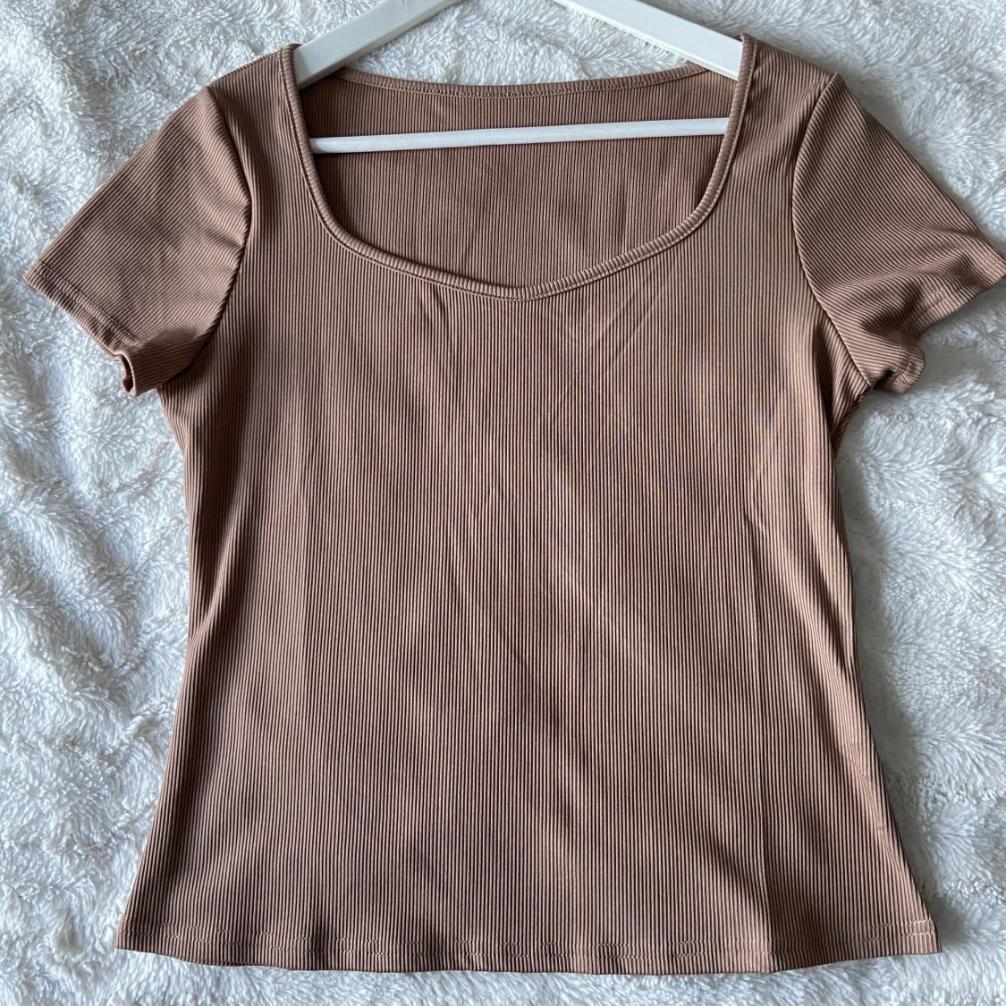 Ribbstickad topp - 90