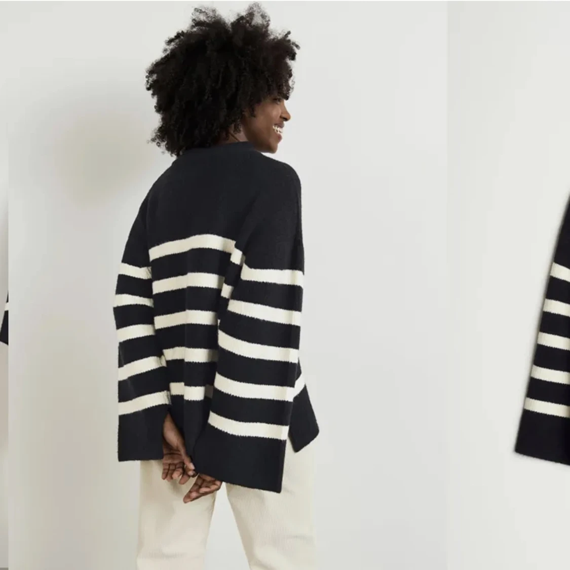 Stickad tröja randig  - 90