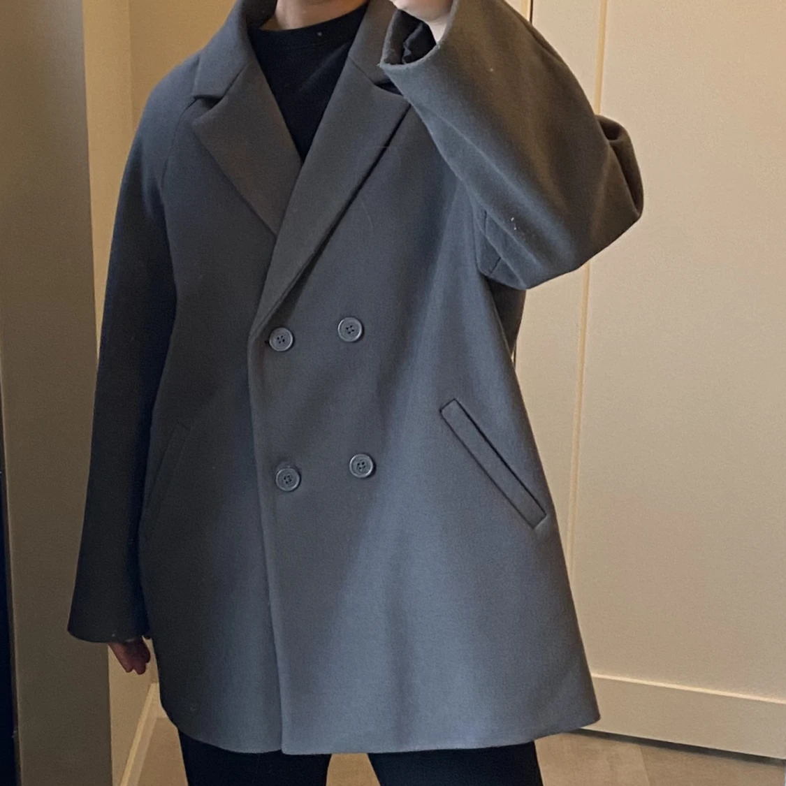 Grå oversized kappa - 90