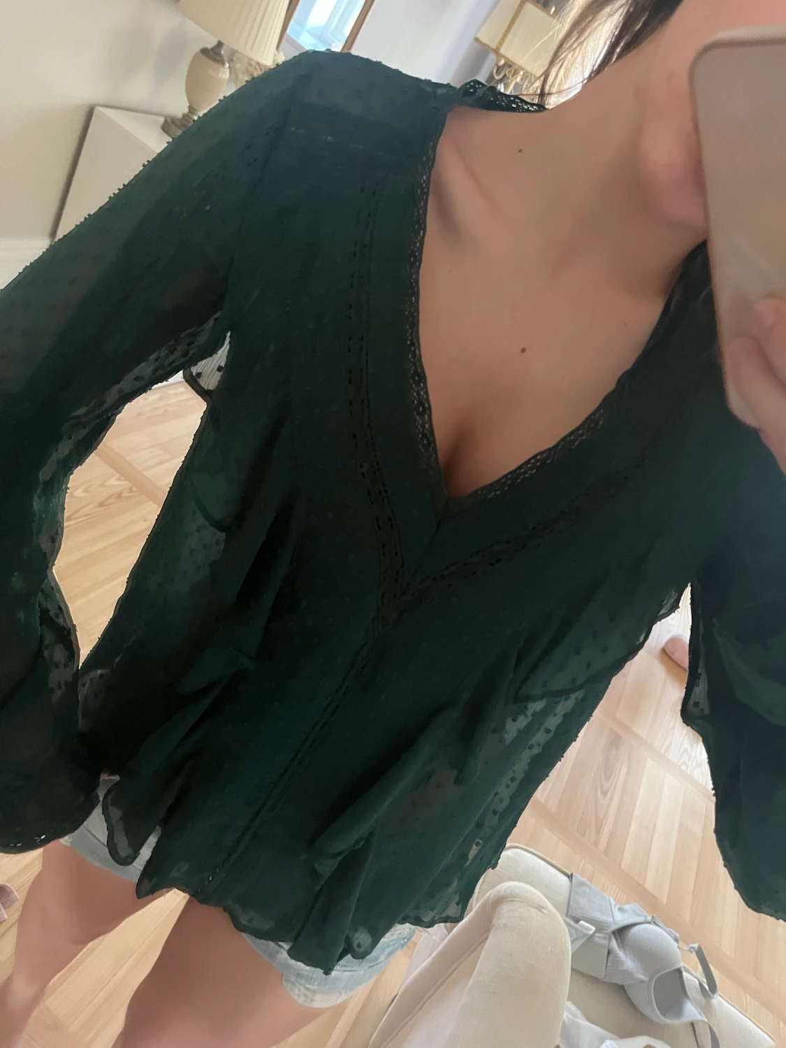 zara grön blus med volanger - 90