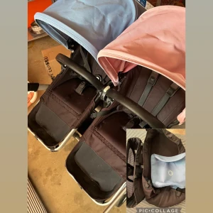 bugaboo donkey pink and blue - En jätte gullig vagn funkar för 2 barn samtidigt och 1 ,man kan ta ut en av stolarna , går o ändra storlek på vagnen o hand taget , mer bilder kan skickas till dom som är intresserade ( orginal prisen är 15000) priset kan diskuteras 