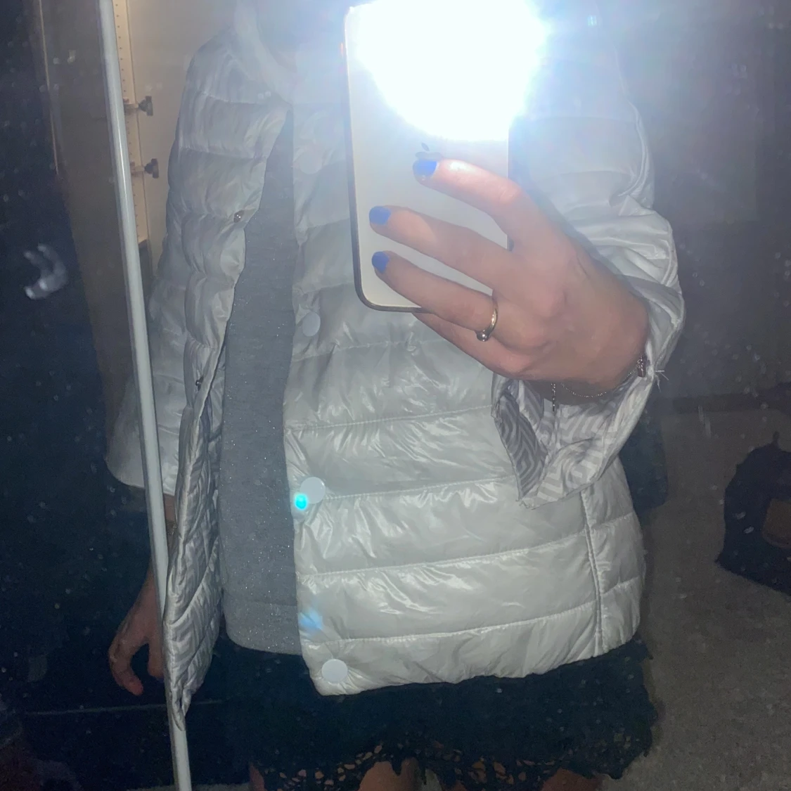 Trekvartsärmad Vit Dunjacka