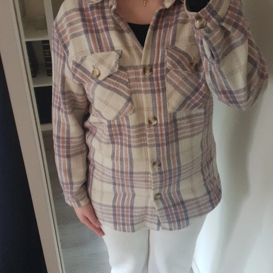 Rosa lila rutig vårjacka - 90