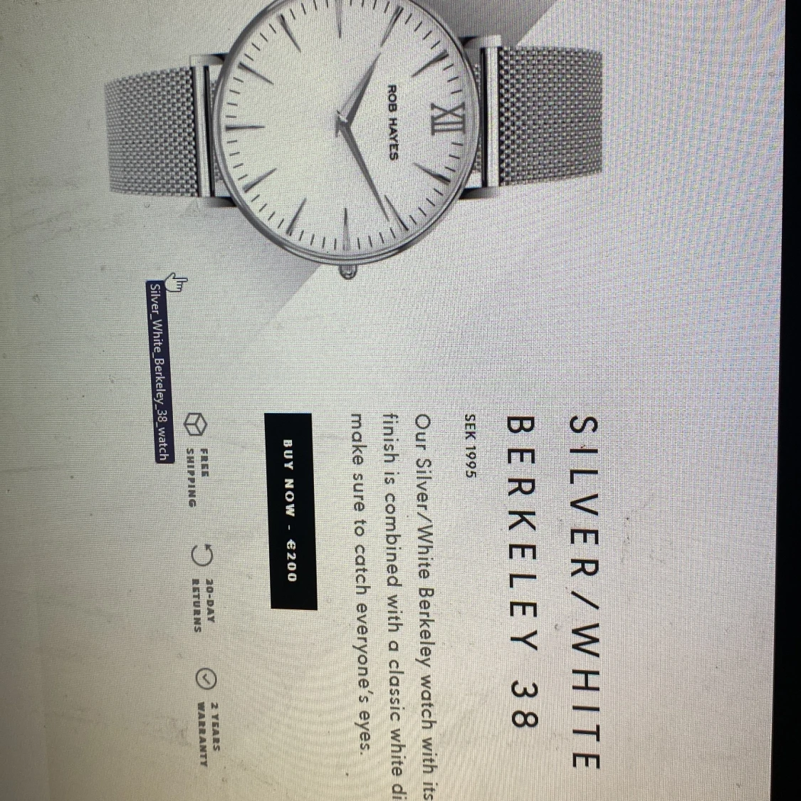 rob hayes silver berkley 38 klocka - 91