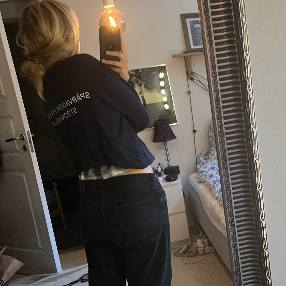 Marinblå sweatshirt - 90