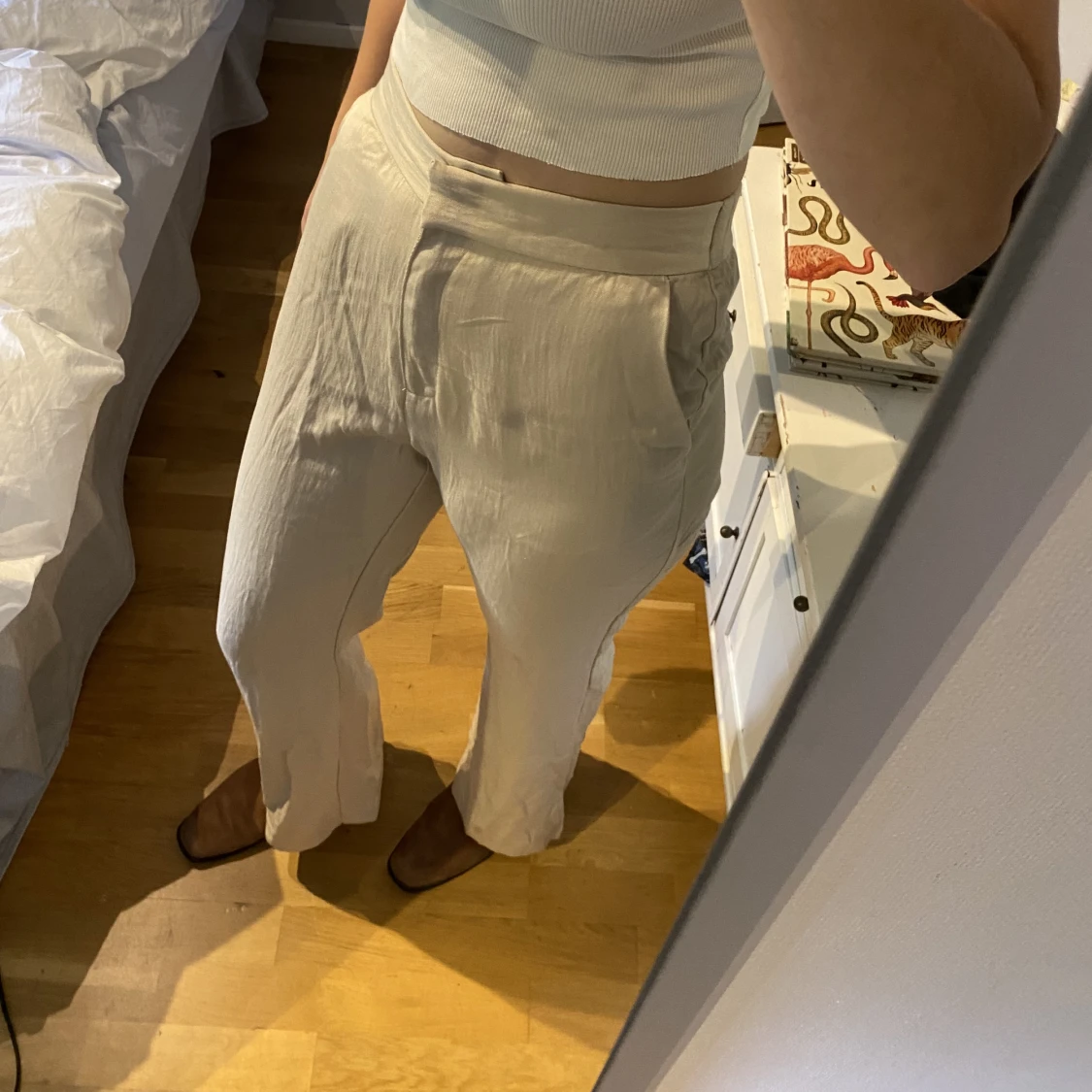 Beiga kostymbyxor  - 90