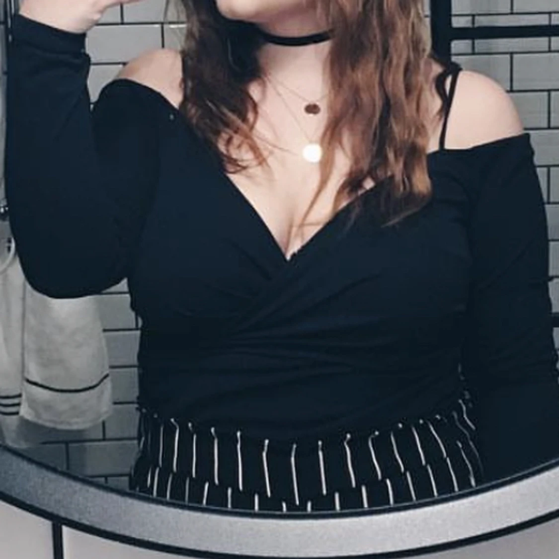 Svart långärmad topp