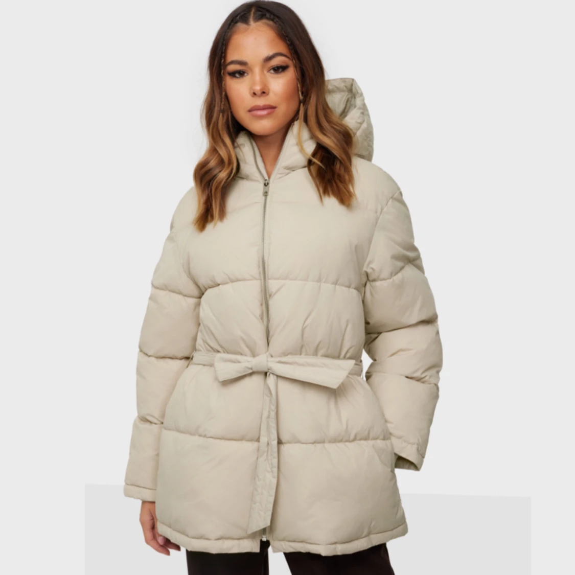 Beige winter puffer jacket - 91