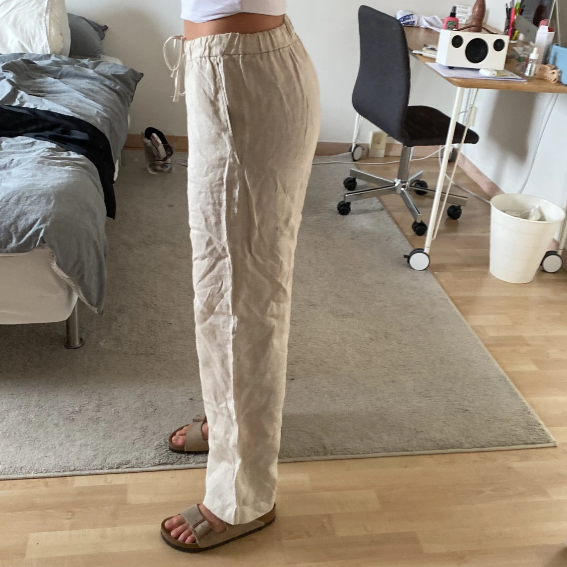 Linnebyxor beigea - 90