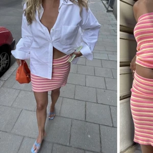 Popsicle skirt - Popsicle skirt från Djerf Avenue! Använd 2-3 ggr. Kjolen går att ”vika” upp så den kan bli hur kort som helst utan att se rullad ut. (Säljer för att jag tänker köpa det blåa two pieces ist)   Går att köpas ihop med toppen :)